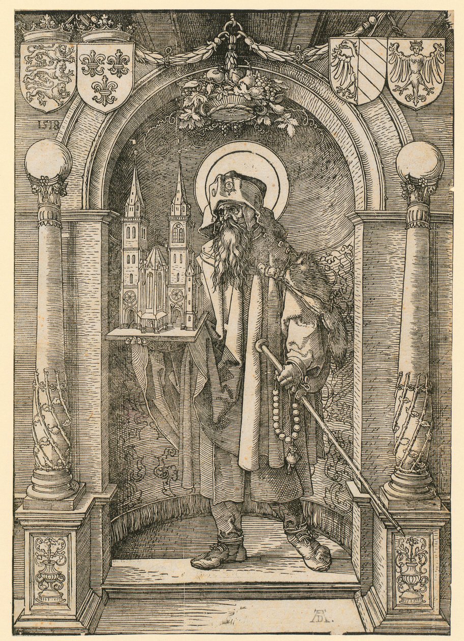 Johannes Stabius vapensköld med lagerkrans av Albrecht Dürer