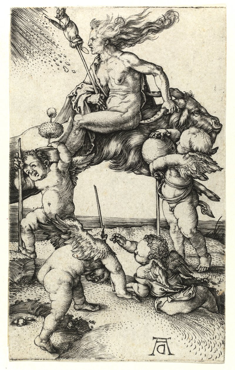 Häxa som rider baklänges på en get, c.1505 av Albrecht Dürer