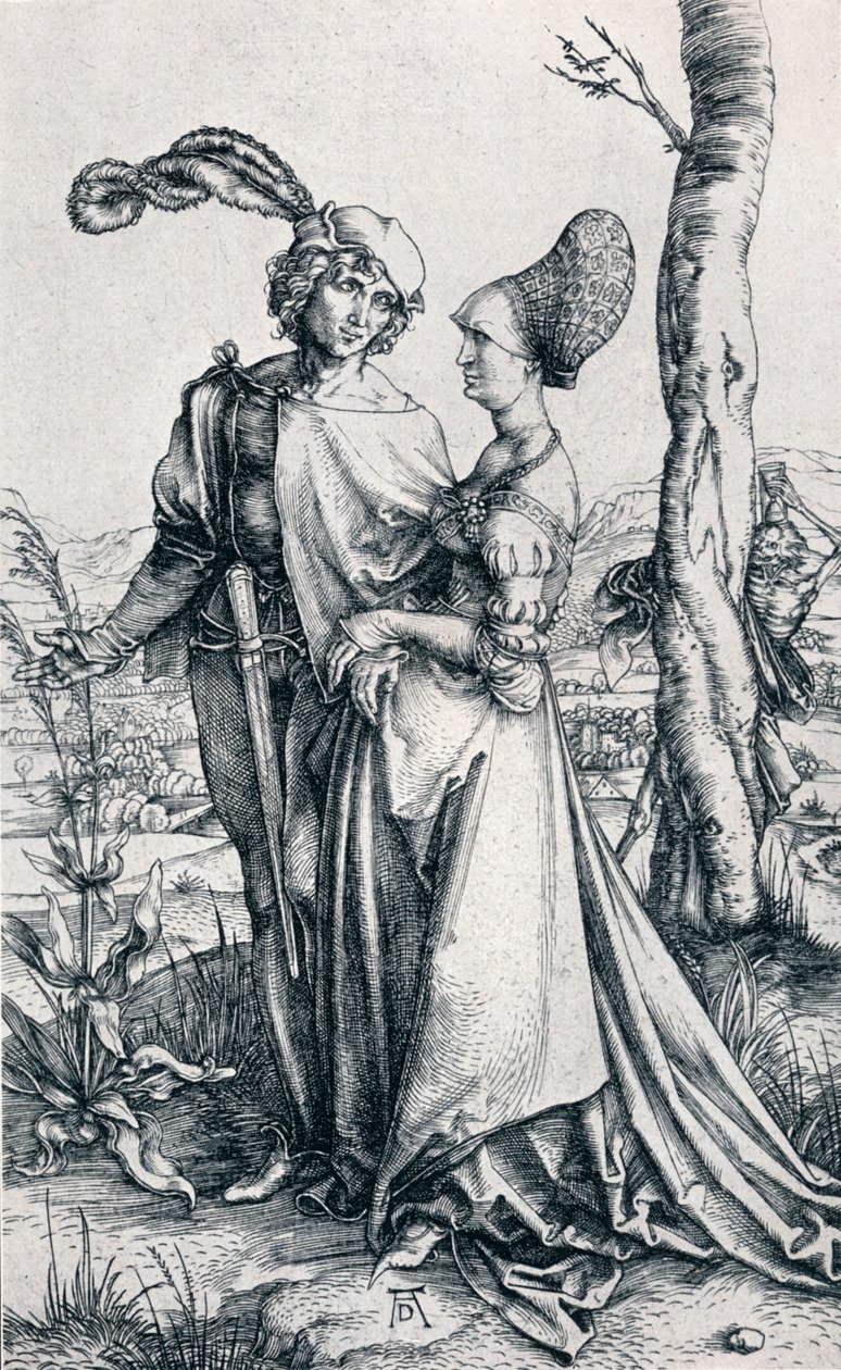 Ungt par hotat av döden eller "Promenaden, 1495, 1906" av Albrecht Dürer