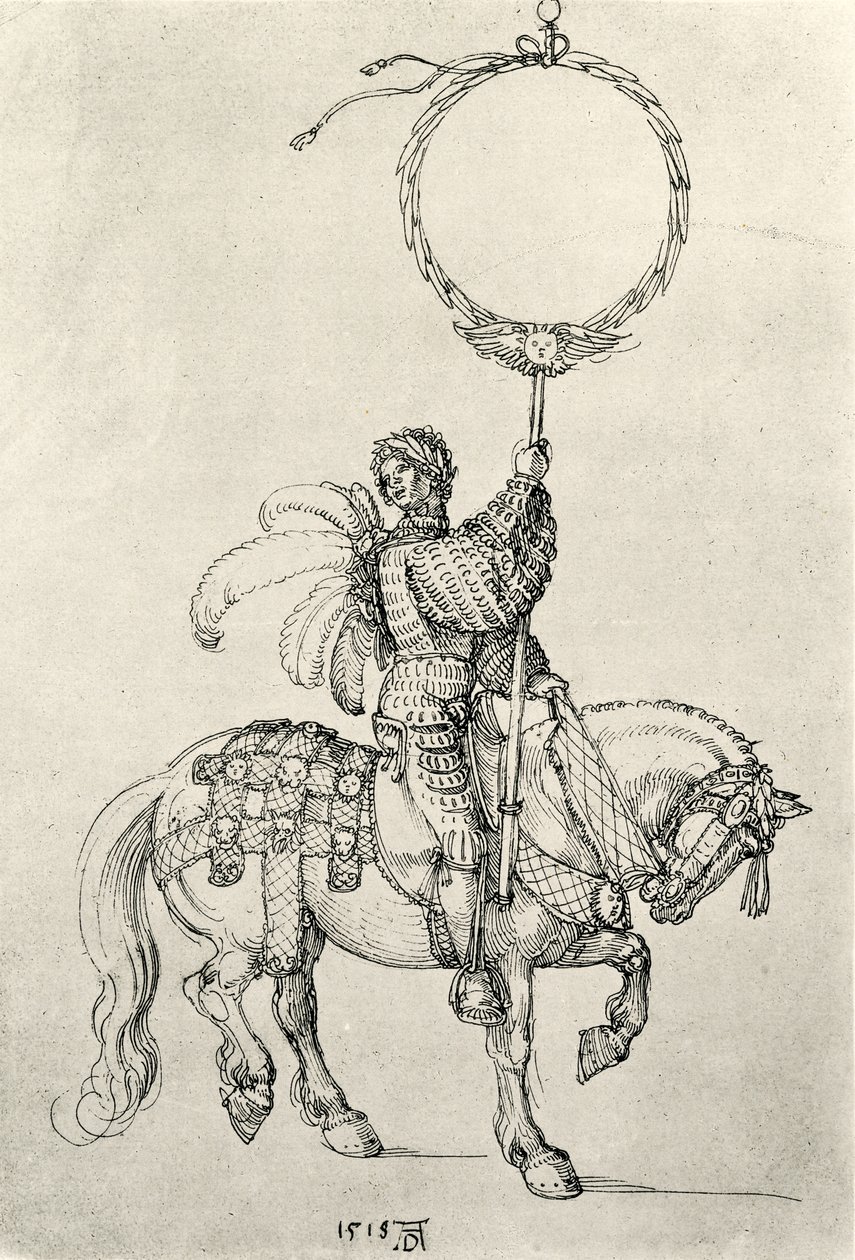 Ung ryttare som kranshållare av Albrecht Dürer