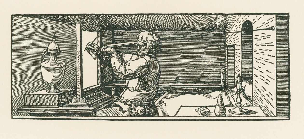 En man som ritar en burk av Albrecht Dürer or Duerer