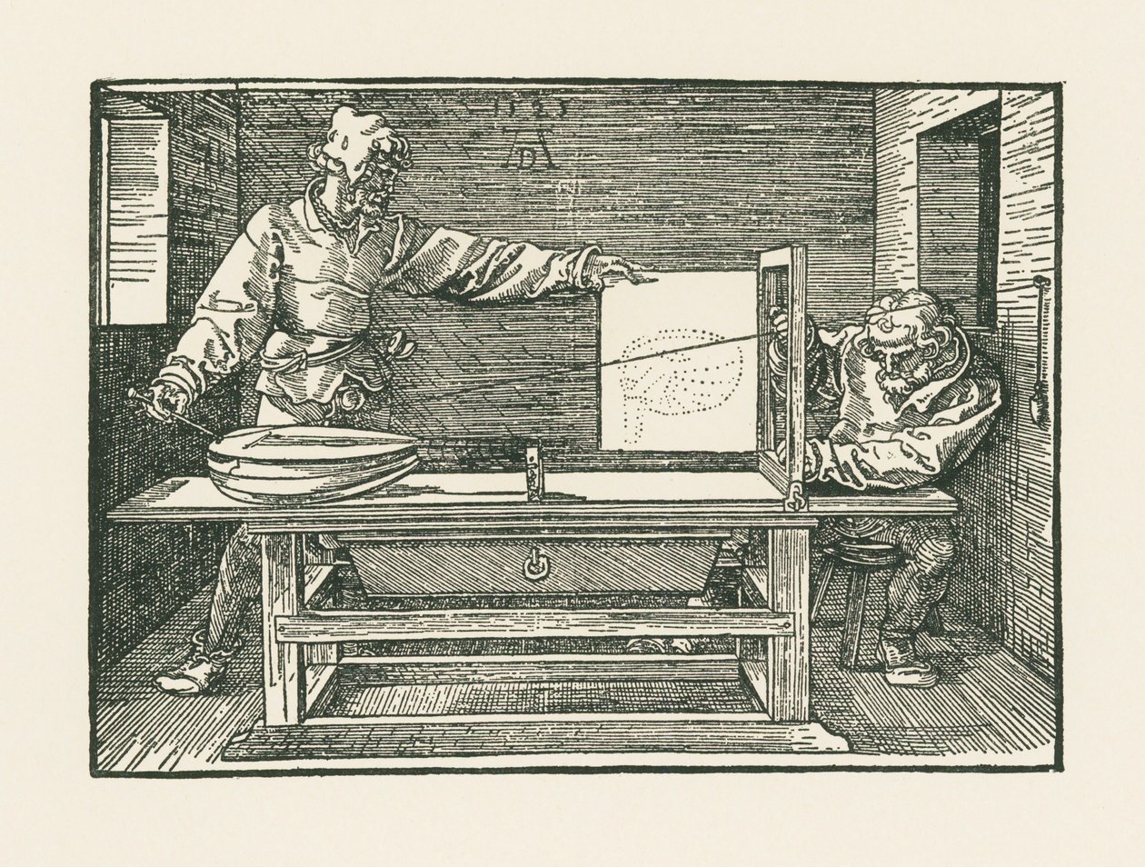 En man som drar en luta av Albrecht Dürer or Duerer