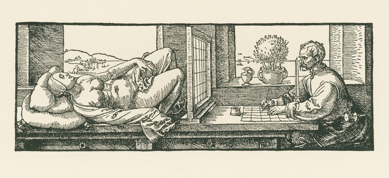 En man som ritar en liggande kvinna av Albrecht Dürer or Duerer