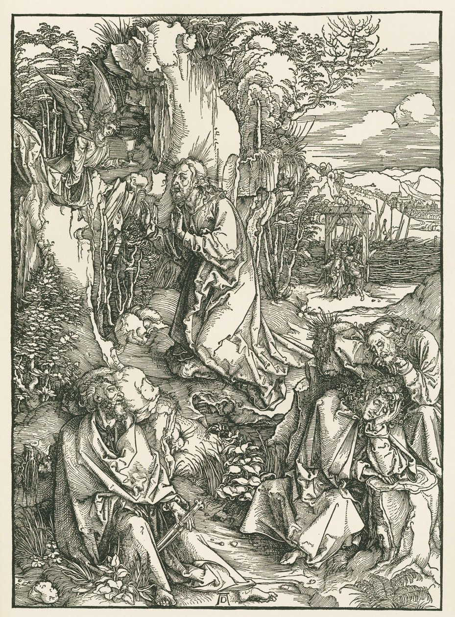 Plågorna i trädgården - Kristus på Olivberget, ca 1496-97 (träsnitt) av Albrecht Dürer or Duerer
