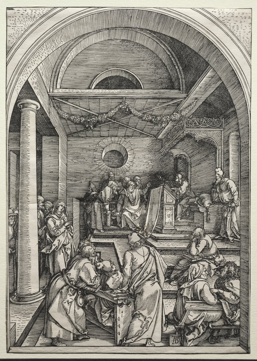 Kristus disputerar med läkare, c. 1503-1504 (träsnitt) av Albrecht Dürer or Duerer