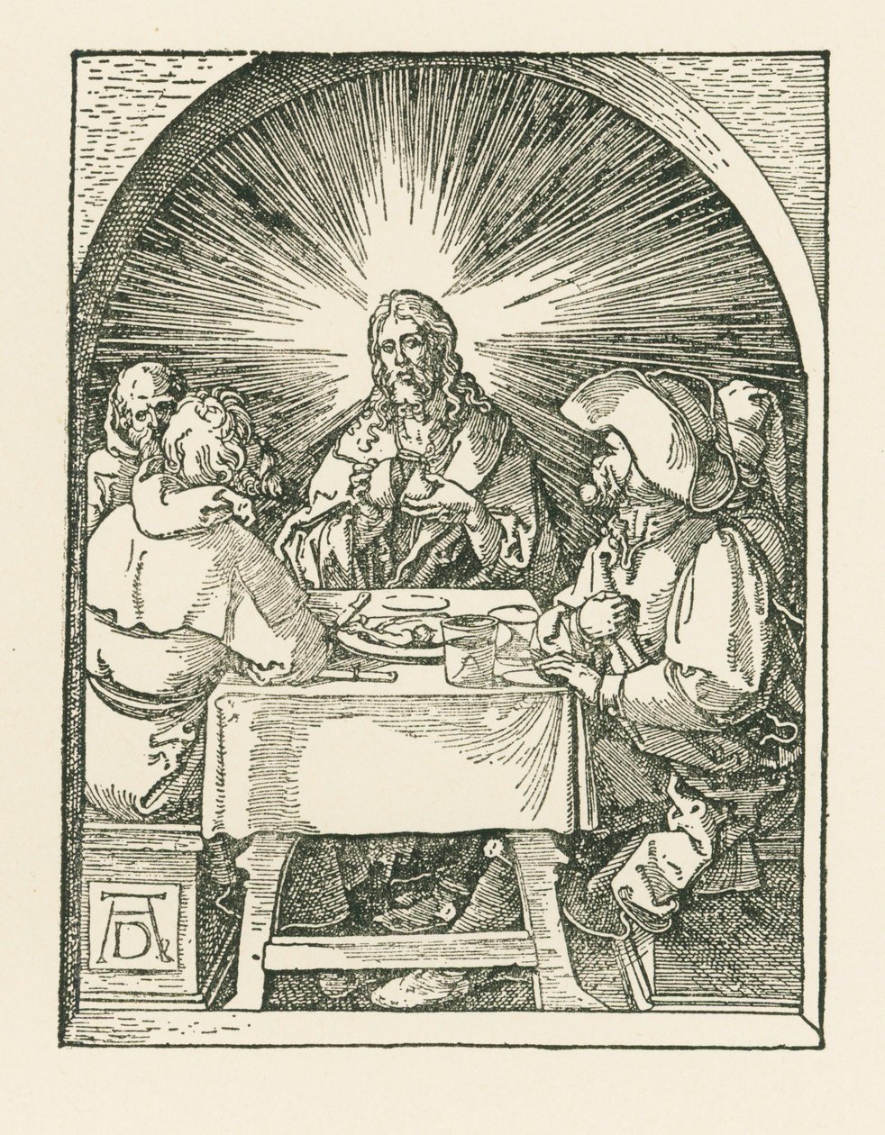 Kristus och lärjungarna vid Emmaus, ca 1510 (träsnitt) av Albrecht Dürer or Duerer