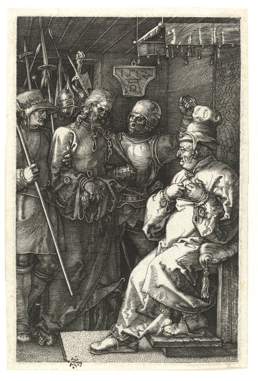 Kristus före Kaifas. 1512 (Buringravyr på koppar) av Albrecht Dürer