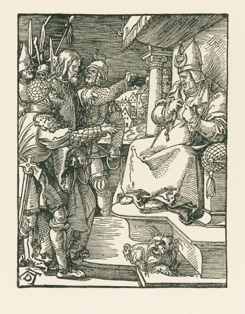 Kristus inför Kajafas, ca 1508-09 (träsnitt) av Albrecht Dürer or Duerer