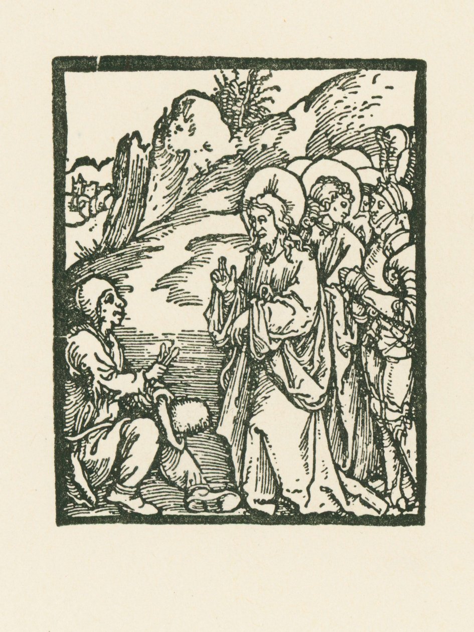 Kristus botar en spetälsk av Albrecht Dürer or Duerer