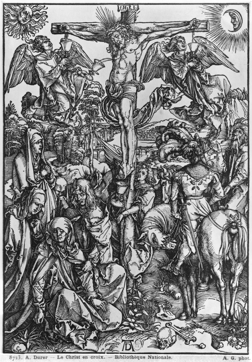 Kristus på korset (träsnitt) (s/v foto) av Albrecht Dürer