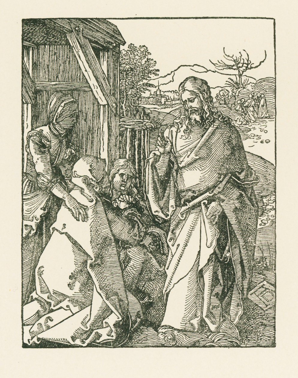 Kristus tar avsked av sin mor, ca 1508-09 (träsnitt) av Albrecht Dürer or Duerer