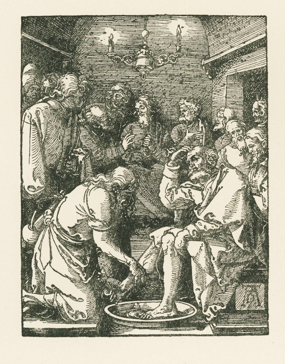 Kristus tvättar Petrus fötter, ca 1508-08 (träsnitt) av Albrecht Dürer or Duerer