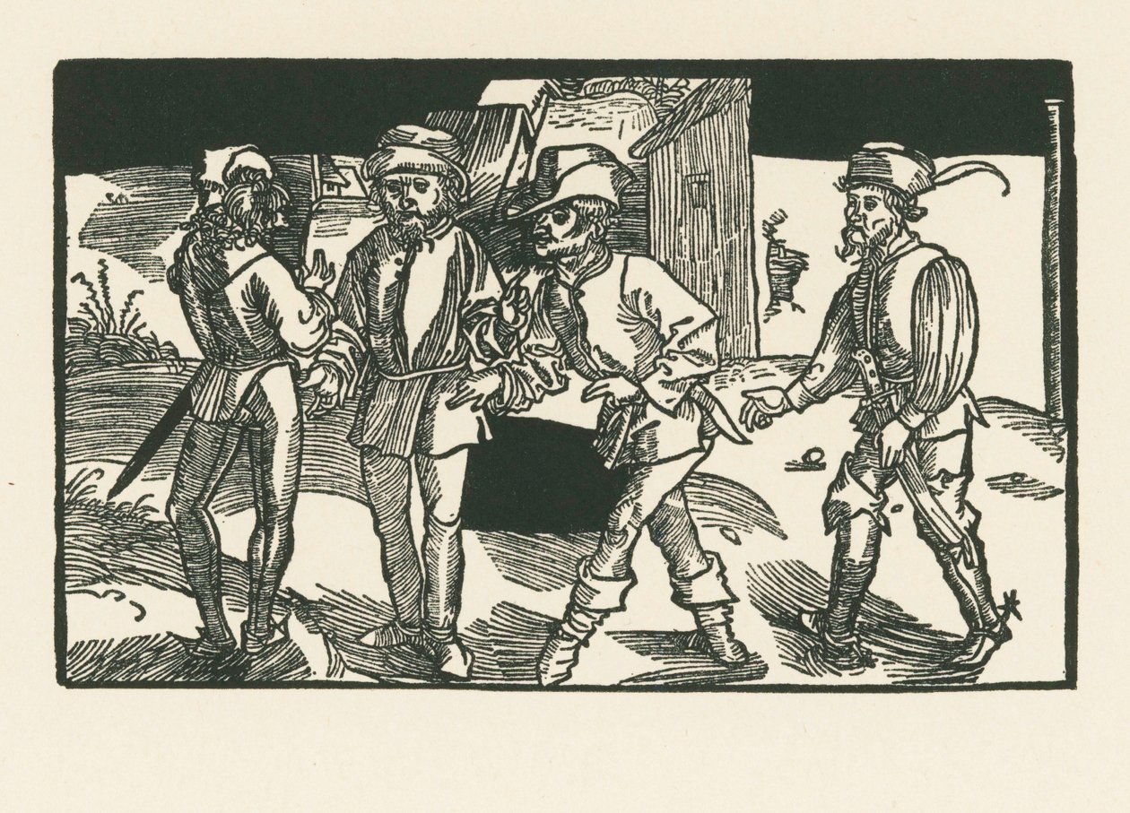 Clitipho, Menedemus, Chremes und Syrus, ca 1492-93 (träsnitt) av Albrecht Dürer or Duerer