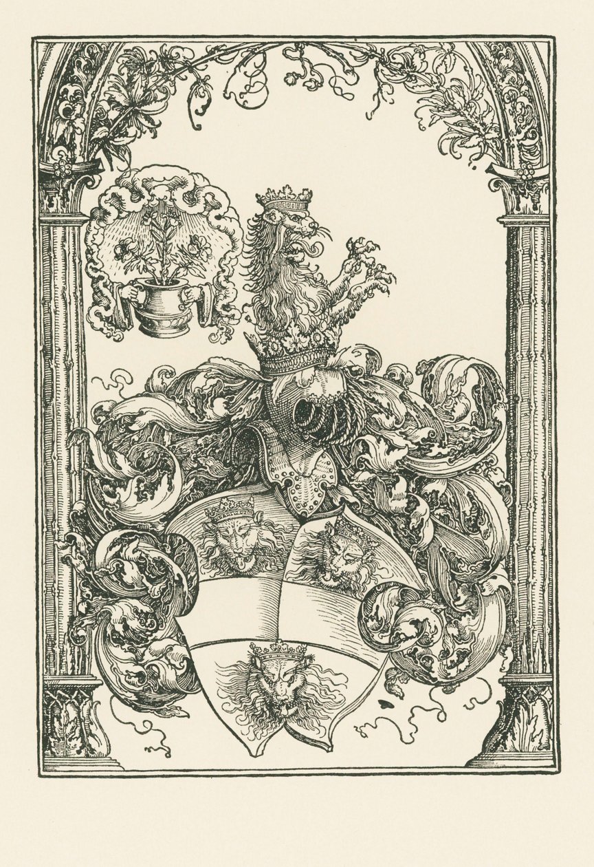 Jacob de Bannissis vapensköld, ca 1515 (träsnitt) av Albrecht Dürer or Duerer