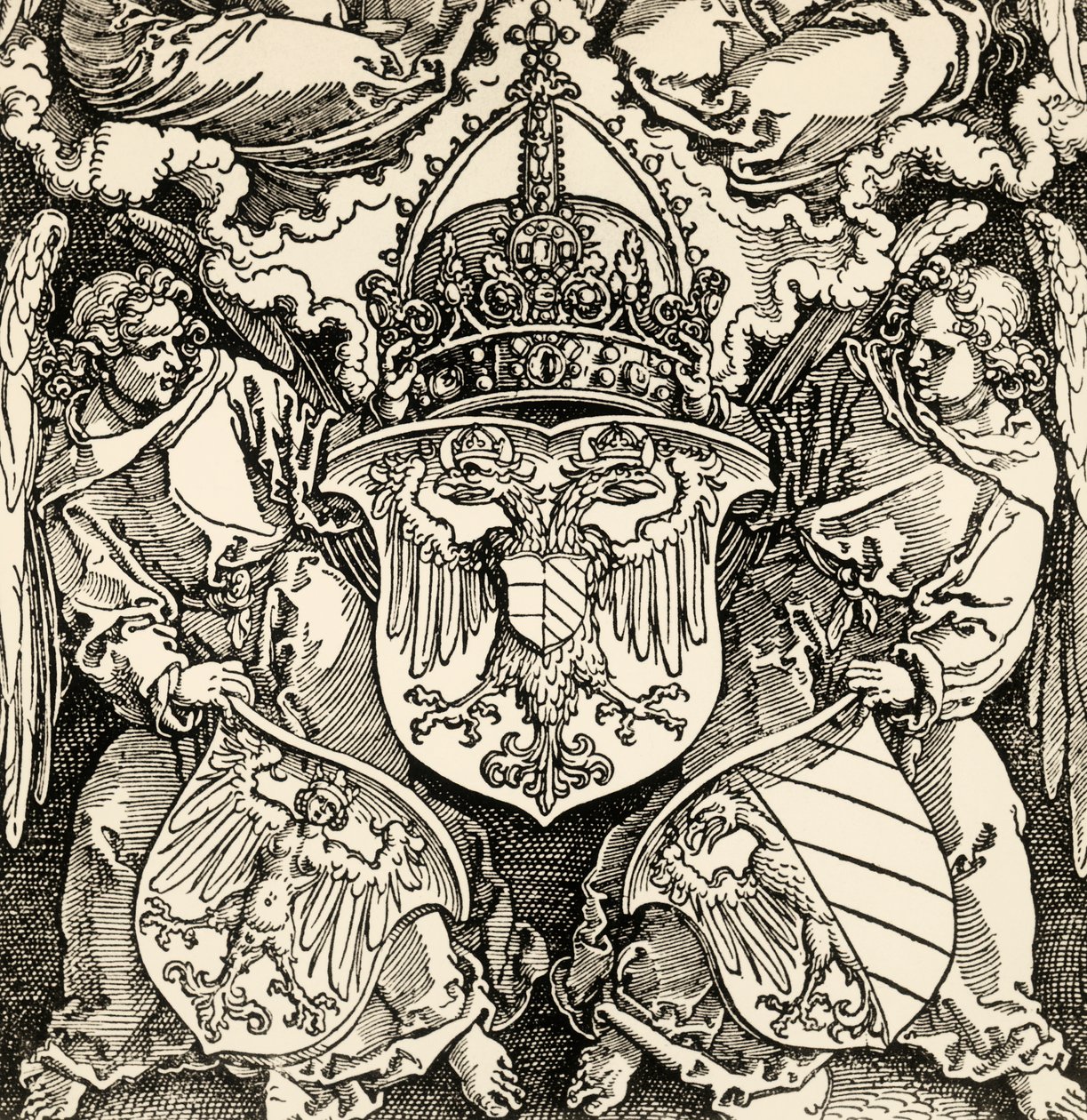Det germanska imperiets vapen, av Albrecht Durer (1471-1528), gravyr, Tyskland av Albrecht Dürer