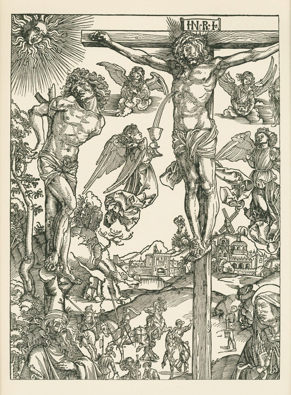Korsfästelse (Det stora Golgata), ca 1496-00 (träsnitt) av Albrecht Dürer or Duerer