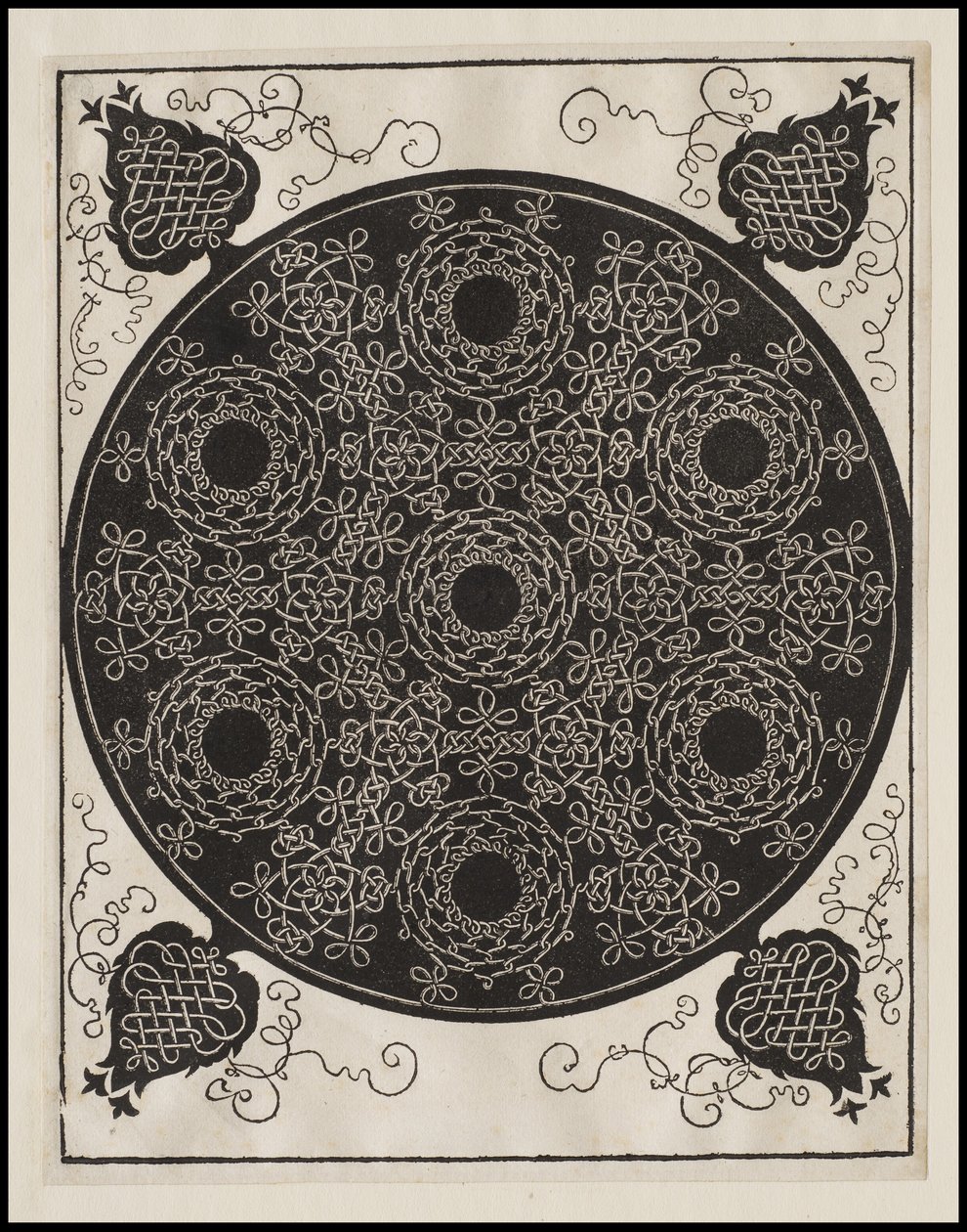 Fjärde knuten, 7 cirkulära grupper av knutar med svarta mittpunkter, ca 1506 av Albrecht Dürer