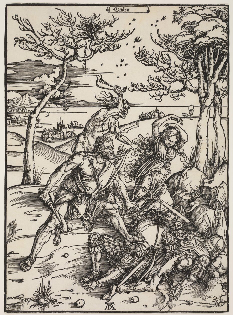 Hercules Conquering Cacus, ca 1496 (träsnitt) av Albrecht Dürer