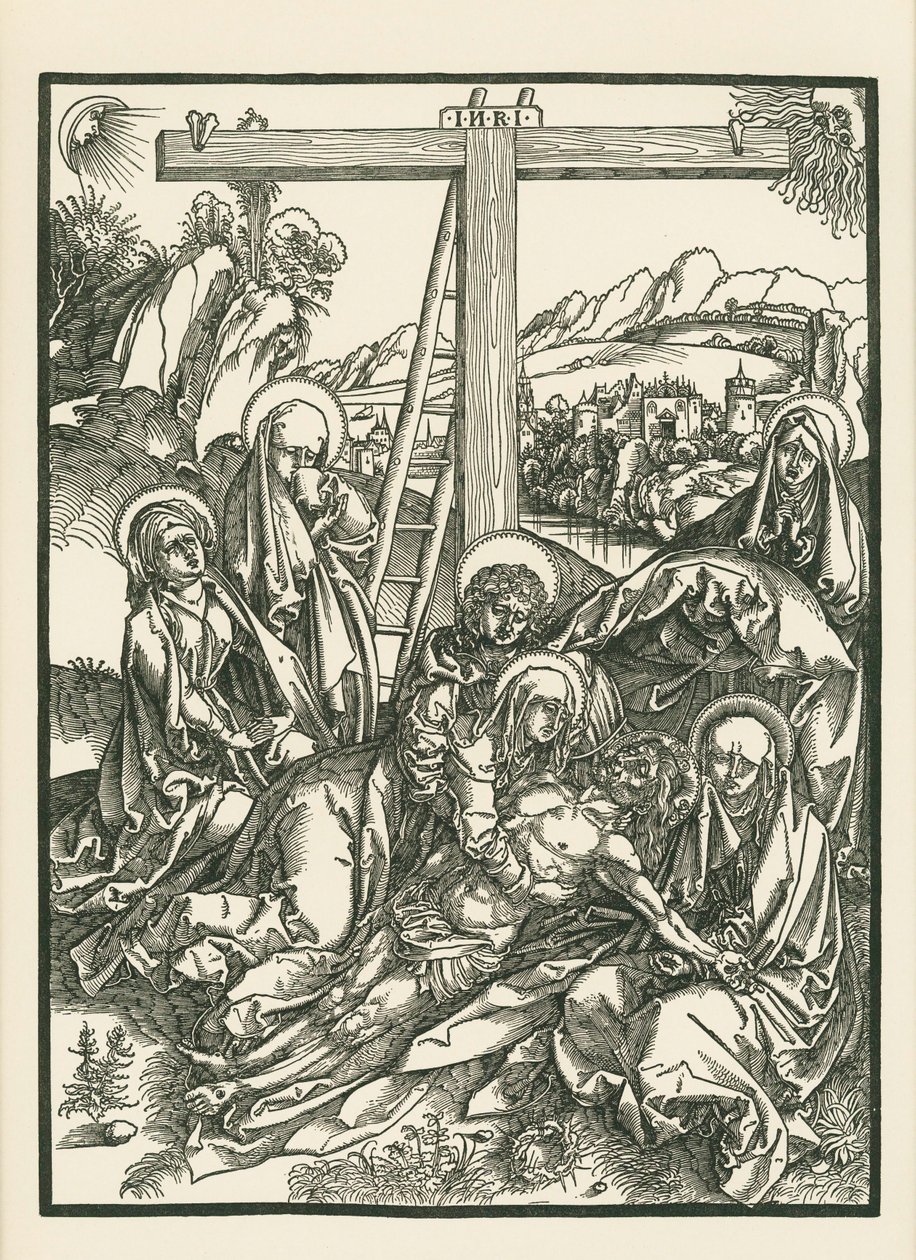 Klagovisa över Kristus, ca 1500 (träsnitt) av Albrecht Dürer or Duerer