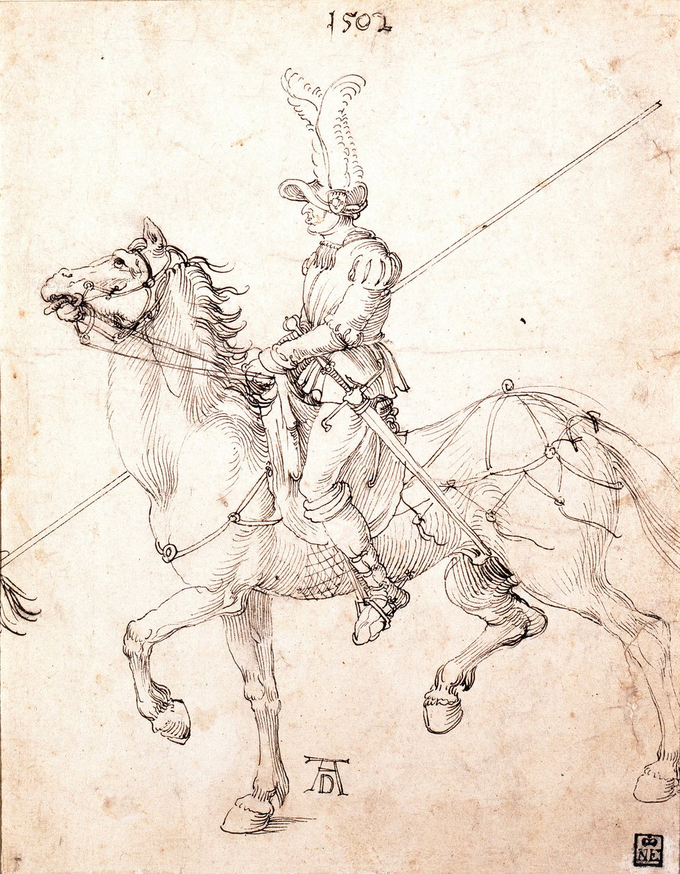 Lancer till häst - Teckning av Albrecht Durer (1471-1528) av Albrecht Dürer