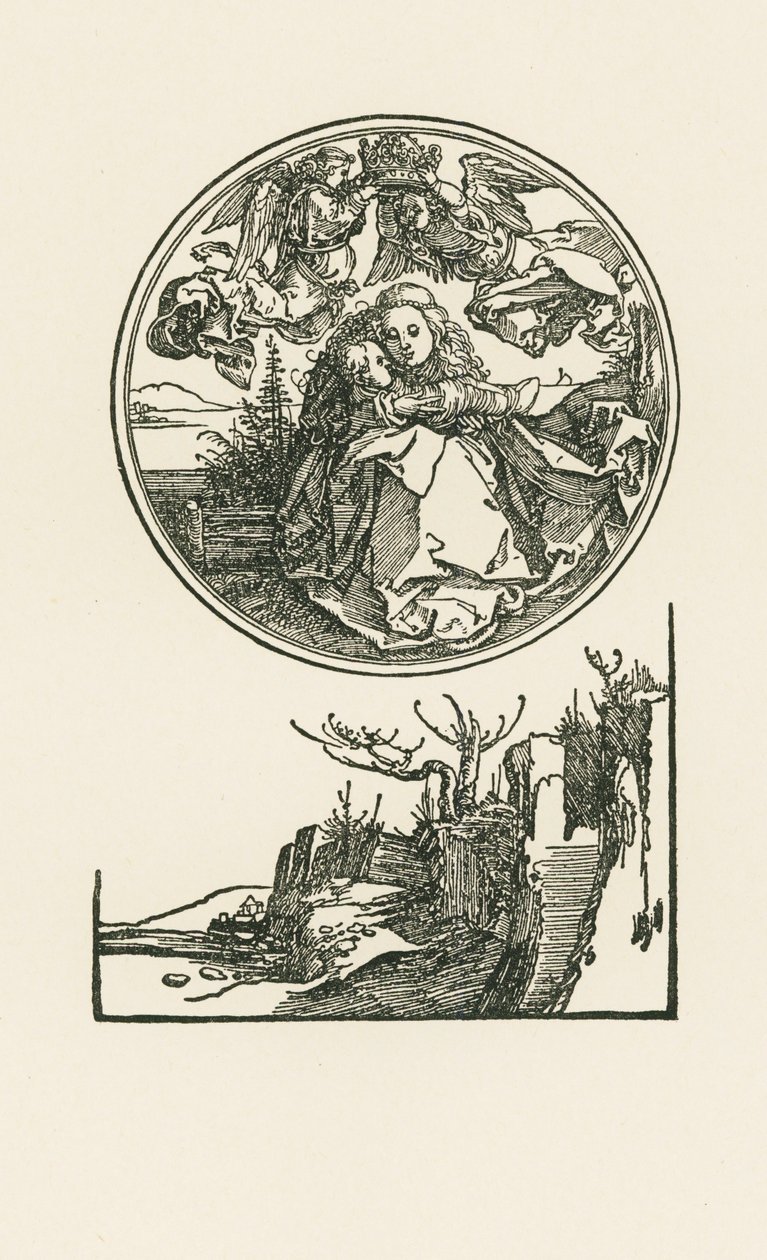 Madonna i en cirkel, ca 1514 (träsnitt) av Albrecht Dürer or Duerer