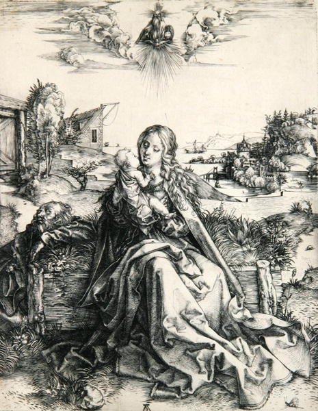 Madonna med en trollslända (gravyr) av Albrecht Dürer