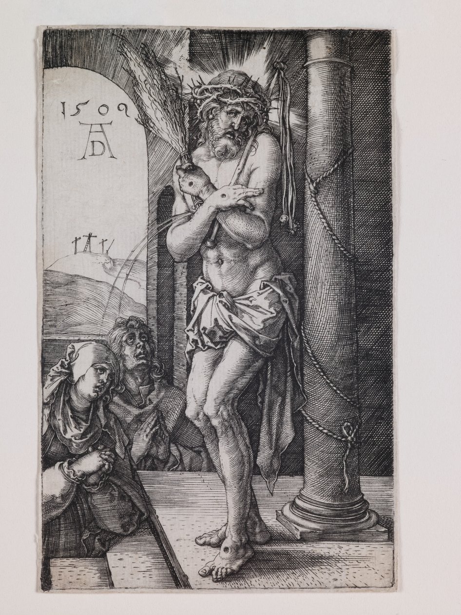 Smärtornas man vid kolumnen, från serien "Den lilla passionen" av Albrecht Dürer or Duerer