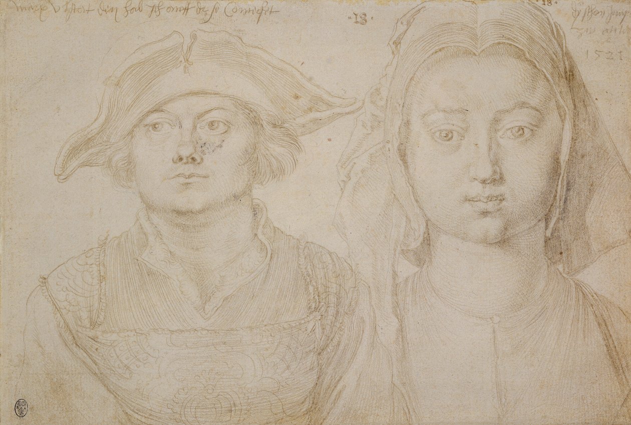 Marx Ulstat; Den vackra unga kvinnan i Antwerpen, ca 1520-21 (silverspets, grundmålad på elfenbensfärgat papper) av Albrecht Dürer or Duerer