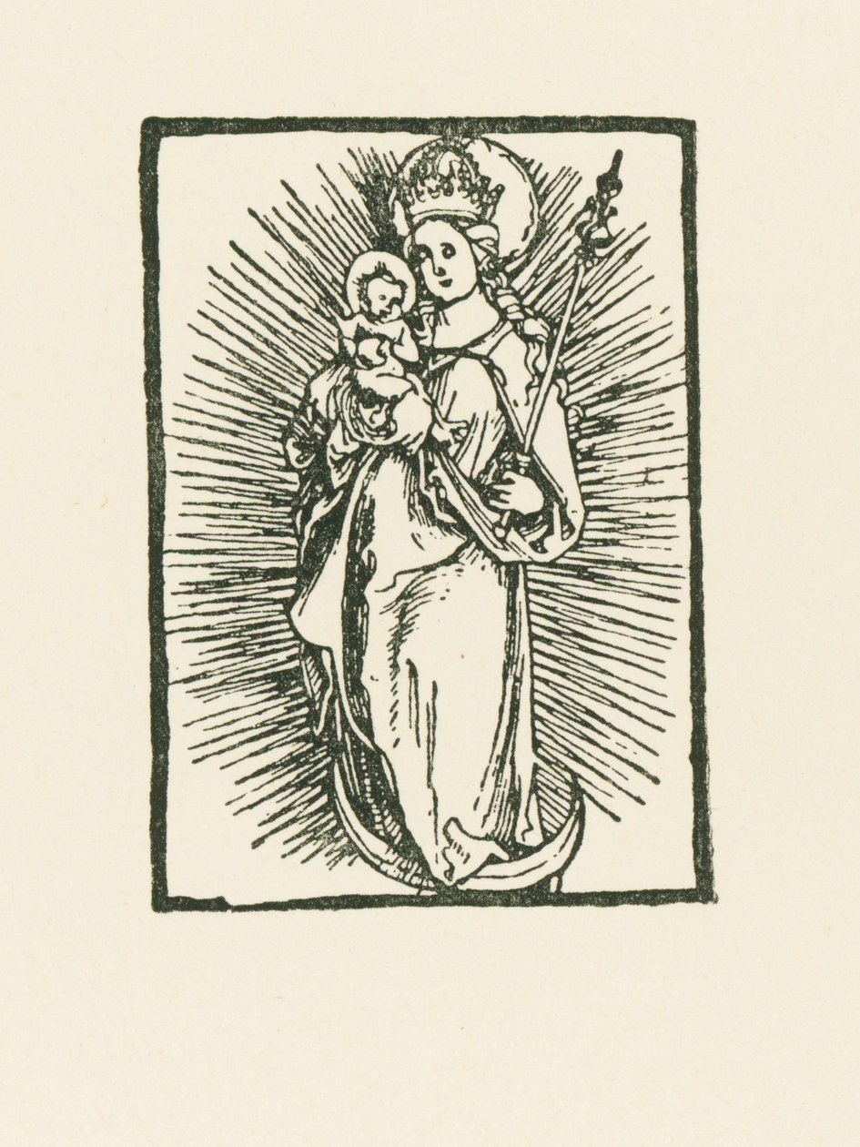 Jungfru Maria som himladrottning i solen av Albrecht Dürer or Duerer
