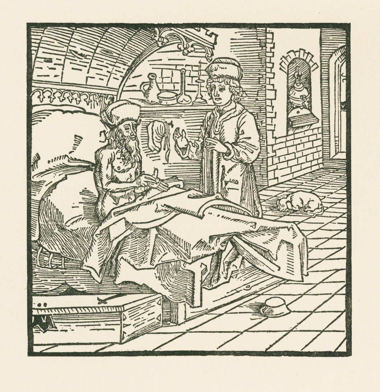 Mäster Cato på sin dödsbädd ger goda instruktioner till sin son av Albrecht Dürer or Duerer