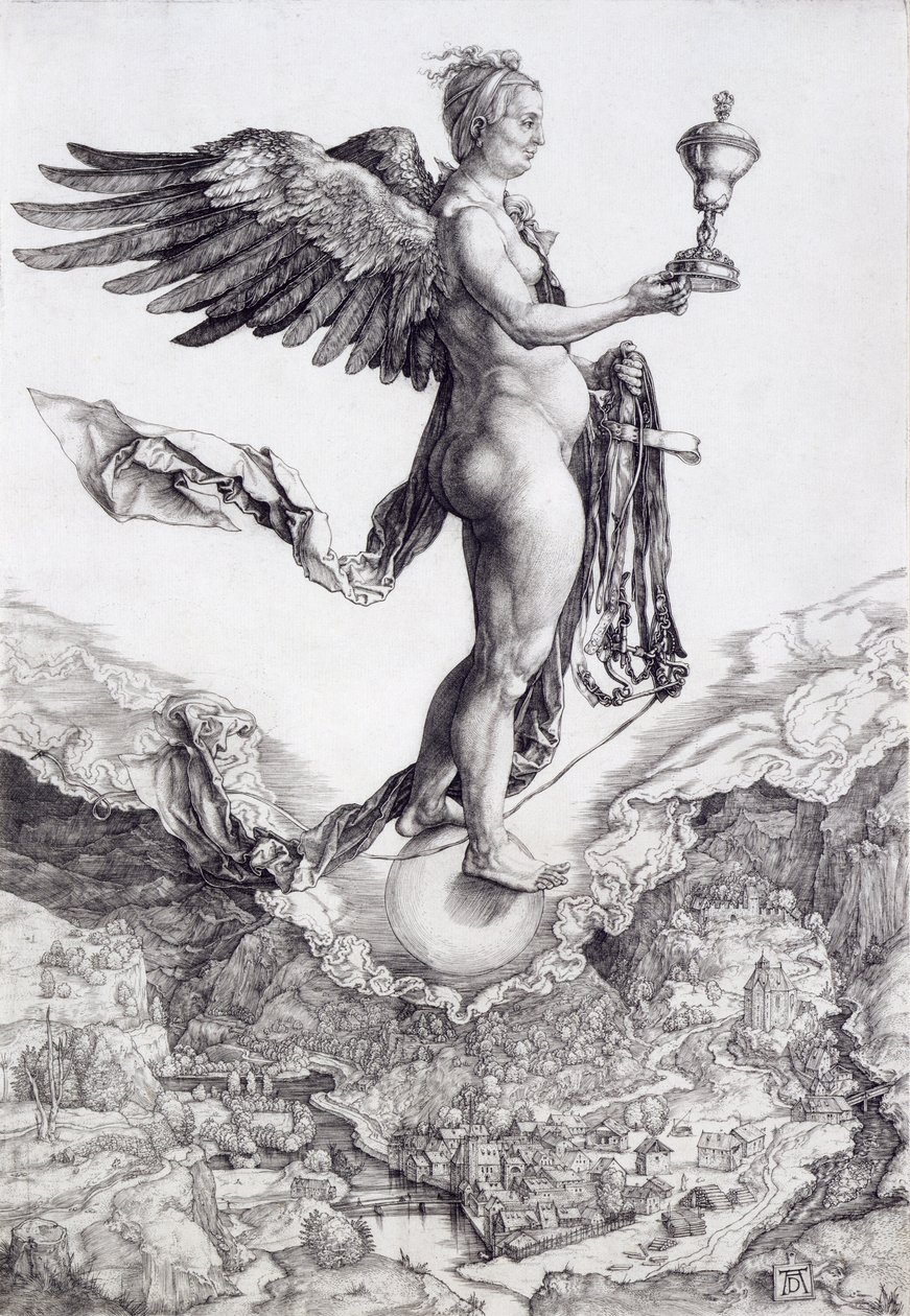 Nemesis (The Great Fortune) (gravyr) (se även 73790) av Albrecht Dürer