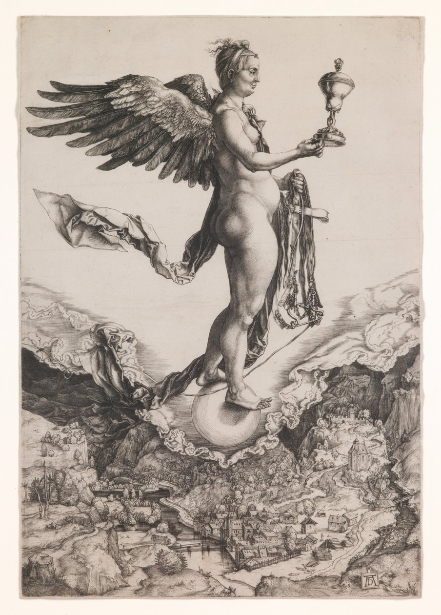 Nemesis, ca 1501-2 (gravyr) av Albrecht Dürer or Duerer