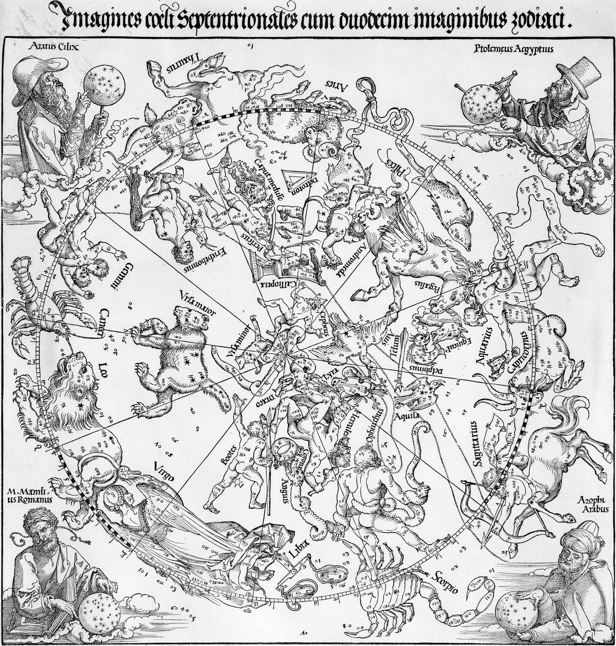 Ett par kartor över norra och södra himmelshalvorna av Albrecht Dürer or Duerer
