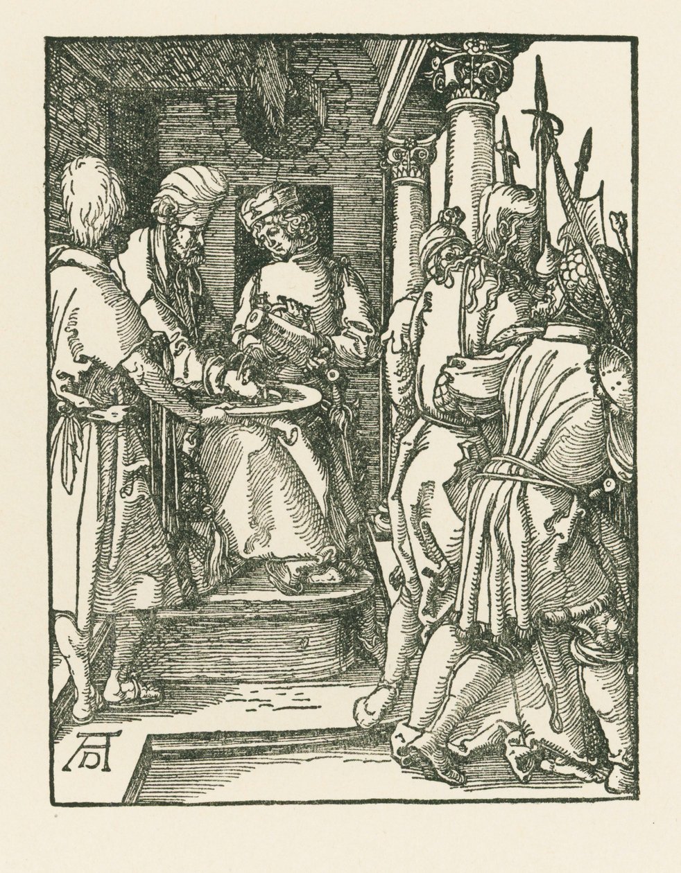 Pilatus tvättar sina händer, ca 1509 (träsnitt) av Albrecht Dürer or Duerer
