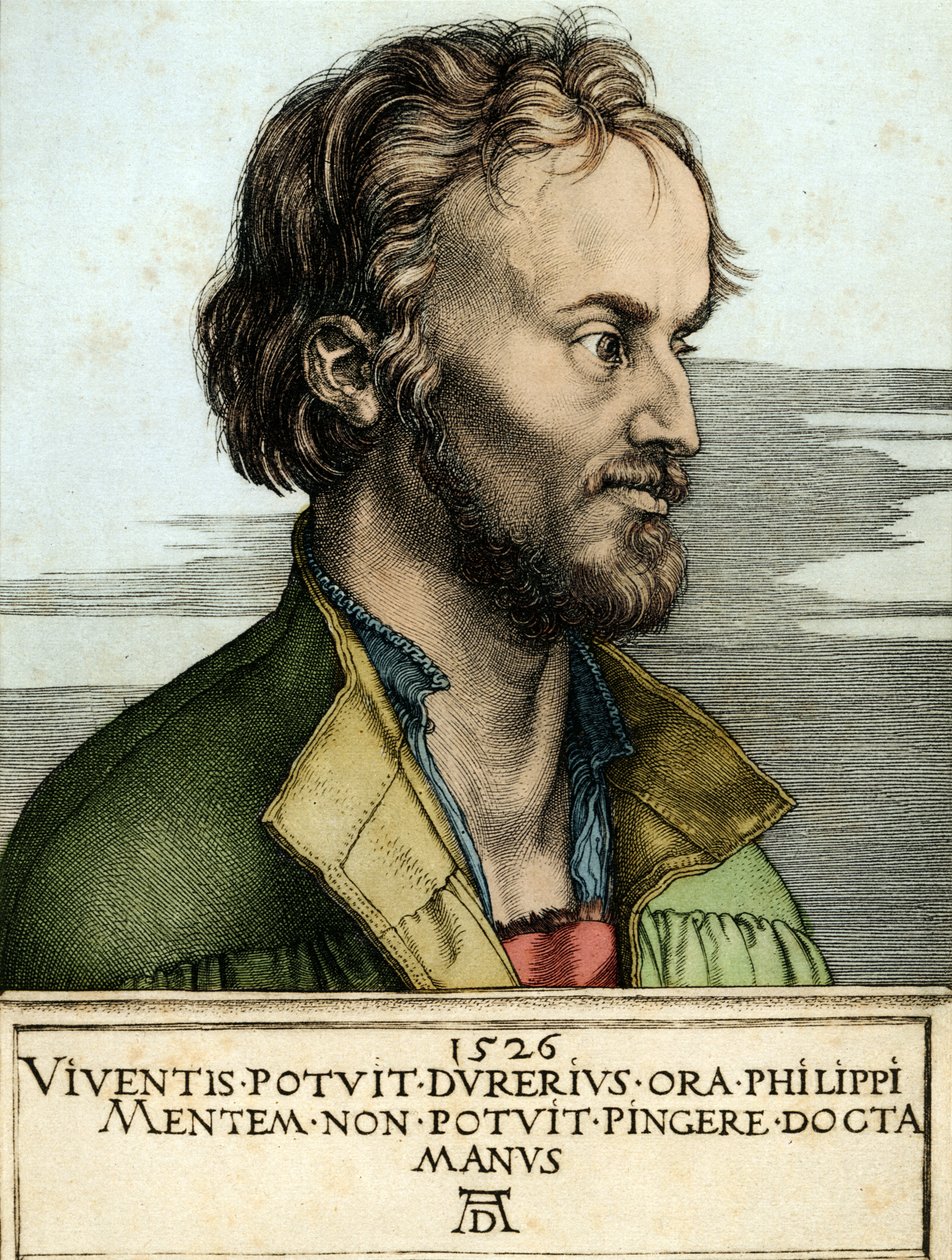 Porträtt av Filippo MELANTONE (gravyr) av Albrecht Dürer