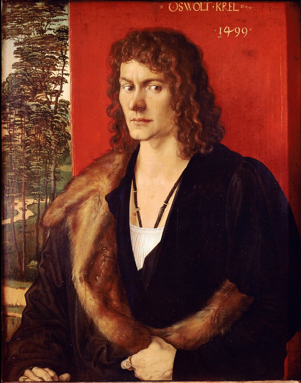 Porträtt av Oswolt Krel Målning av Albrecht Durer (1471-1528) 1499 Dim. 50x39 cm München, Alte Pinakothek av Albrecht Dürer