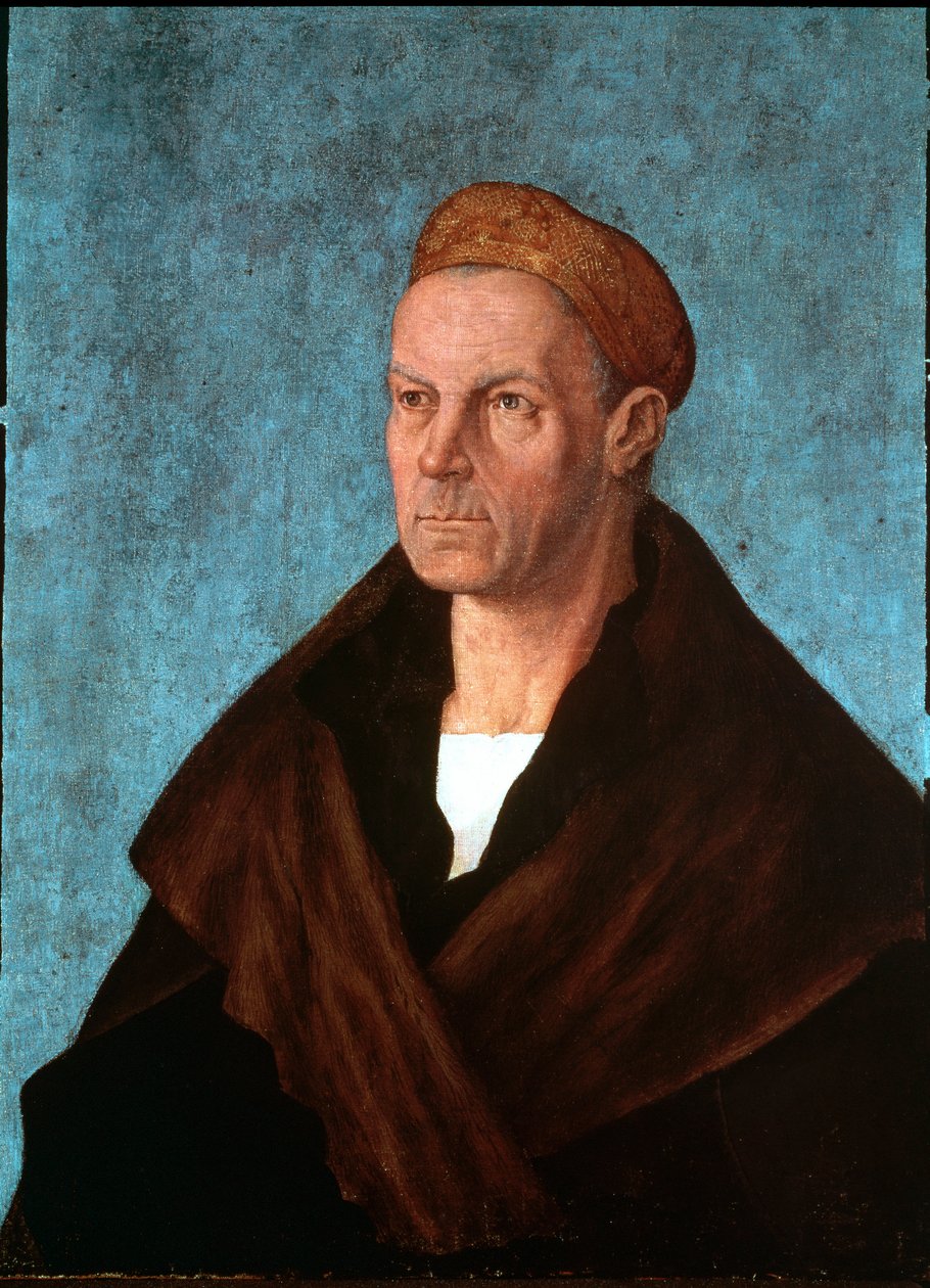 Porträtt av den tyske bankiren Jakob II Fugger dit le Riche (1459-1525) Detrempe d