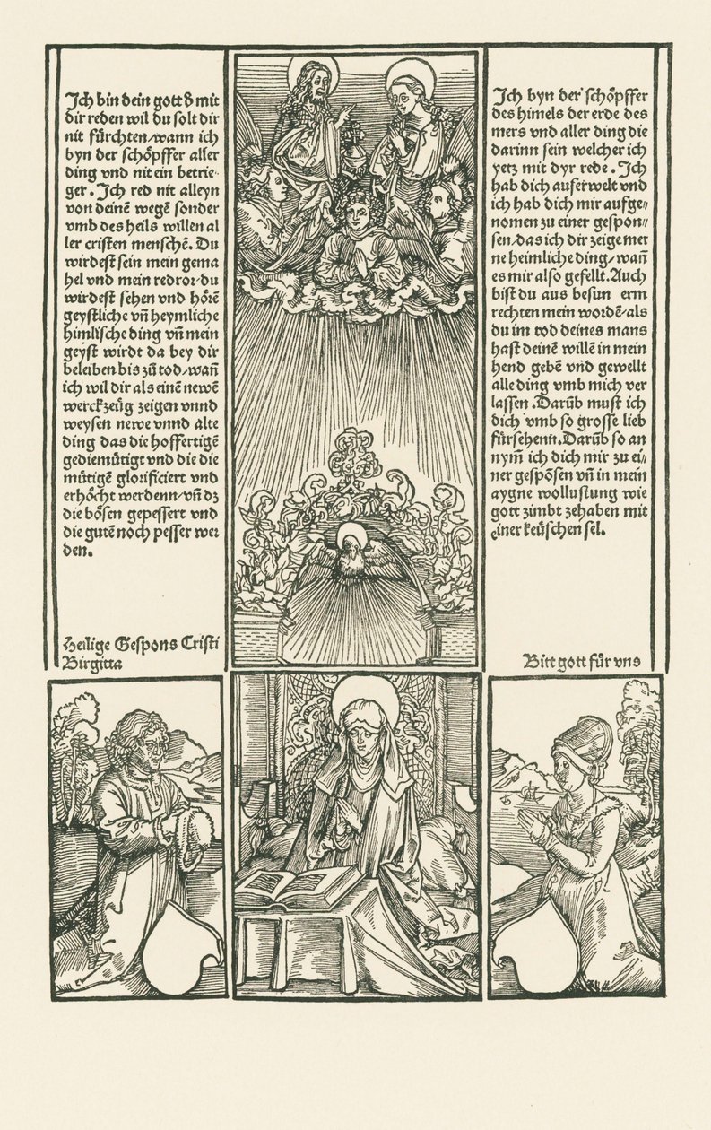Heliga Birgitta som förebedjare, med ett gift par som ber av Albrecht Dürer or Duerer
