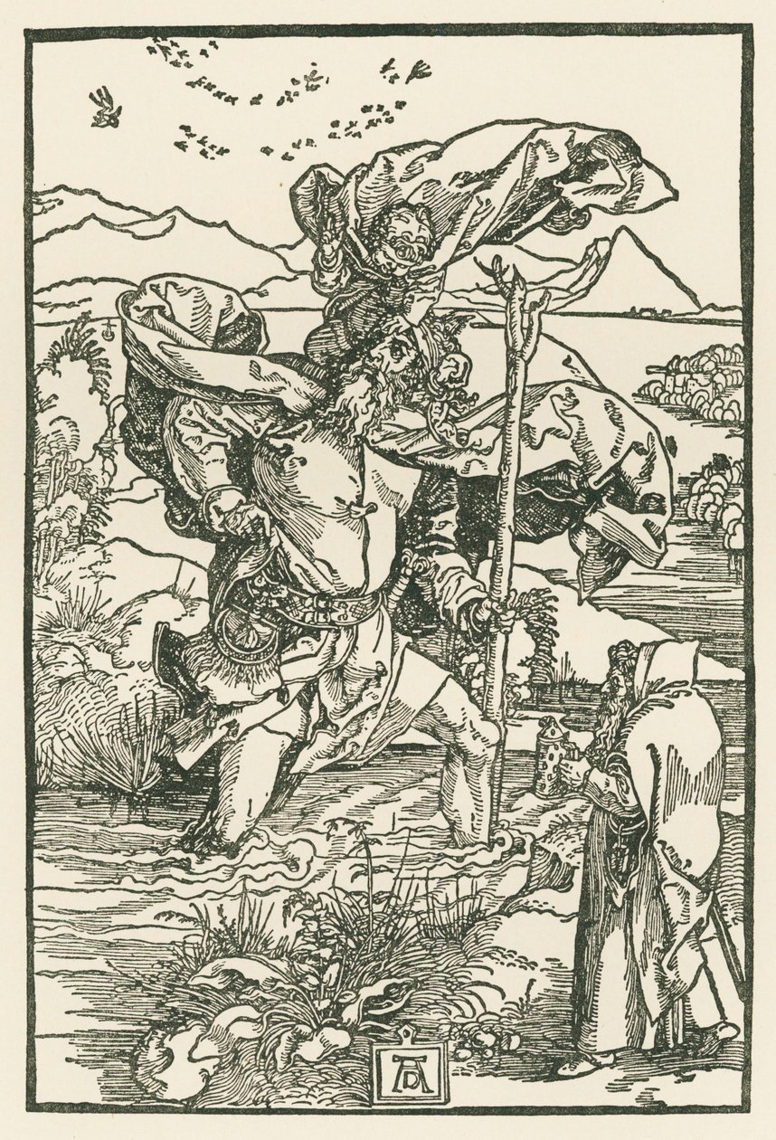 Sankt Kristoffer, ca 1503-04 (träsnitt) av Albrecht Dürer or Duerer