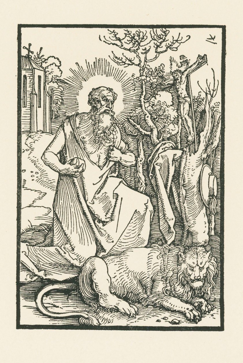 Sankt Jerome. Illustration till Lukas von Prag: Apologia. Tryckt av Hieronymus Höltzel, Nürnberg av Albrecht Dürer or Duerer