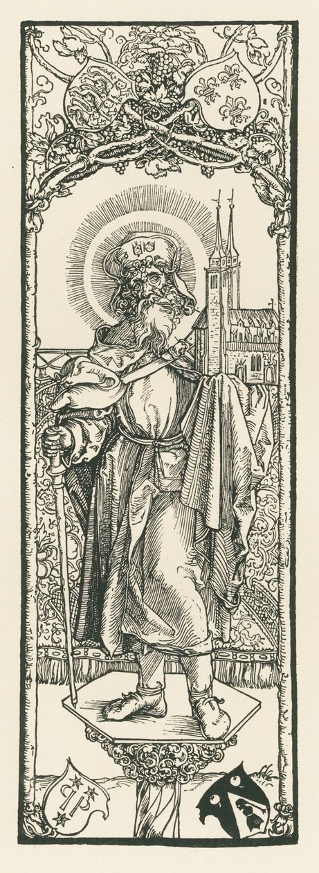 Sankt Sebald på pelaren, ca 1501 (träsnitt) av Albrecht Dürer or Duerer