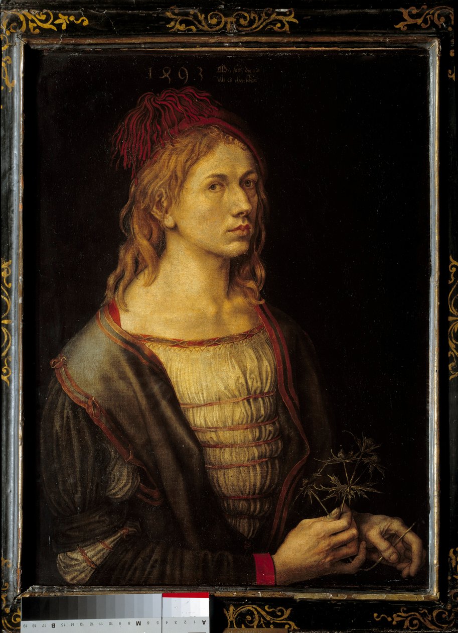Självporträtt med en tistel av Albrecht Dürer