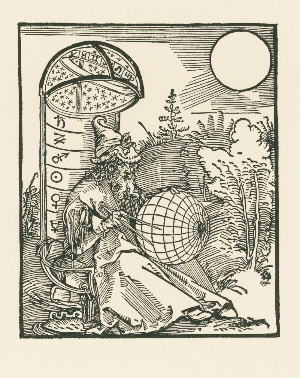 Sittande astronom som håller i en jordglob av Albrecht Dürer or Duerer