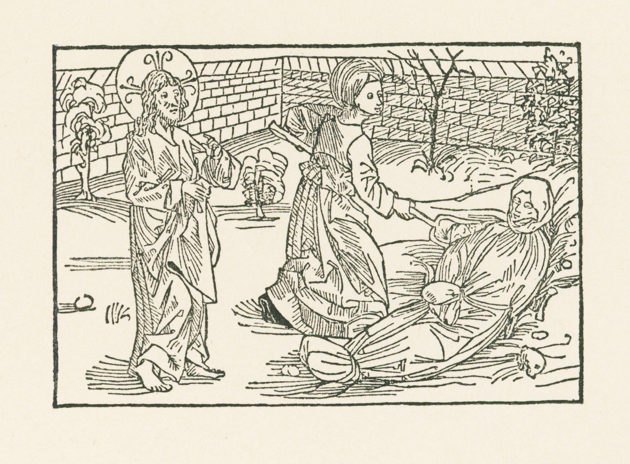 Sjätte barmhärtighetsgärningen: Ta hand om en medmänniskas begravning av Albrecht Dürer or Duerer