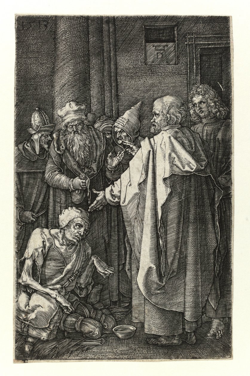 Peter och Johannes botar de krymplingar vid tempelporten av Albrecht Dürer