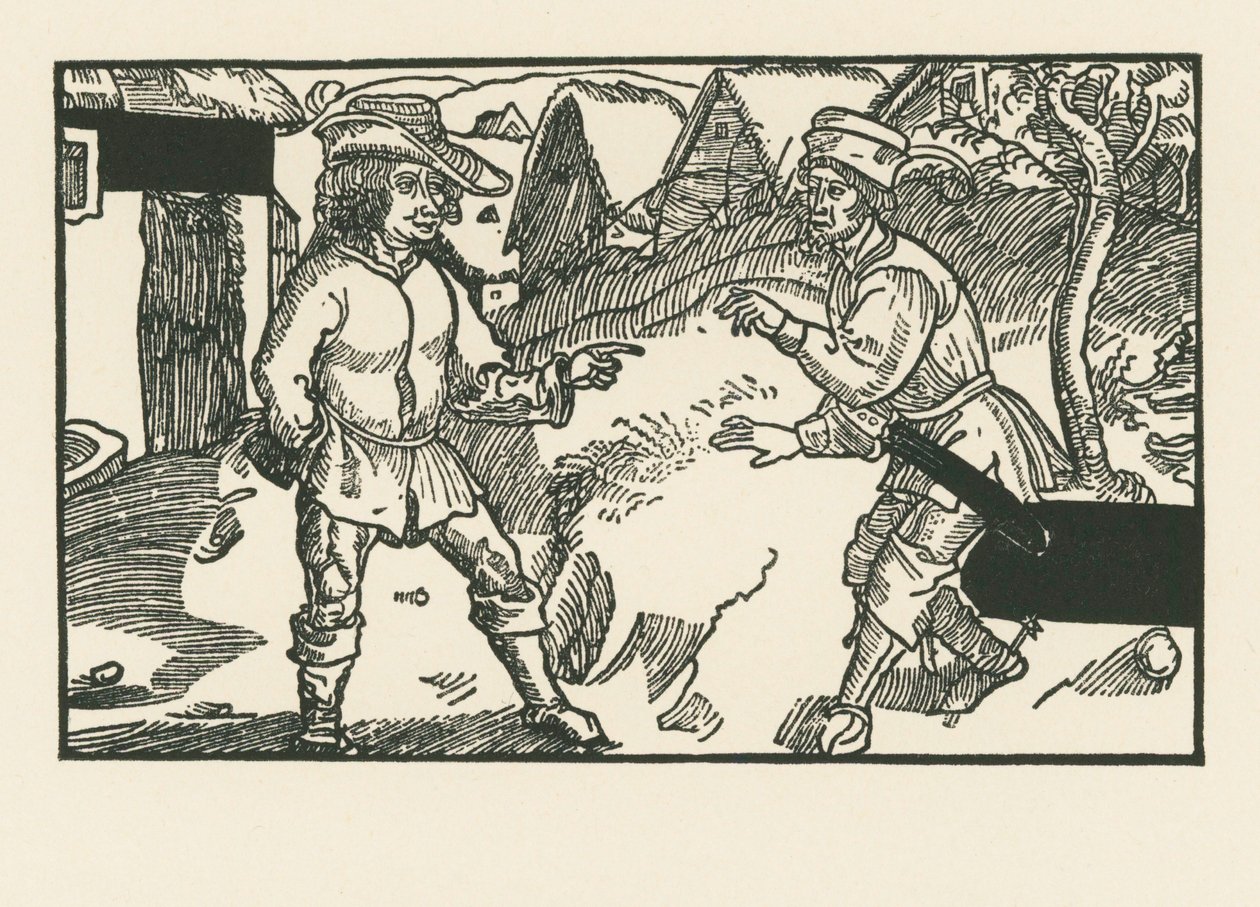 Syrus och Chremes, ca 1492-93 (träsnitt) av Albrecht Dürer or Duerer
