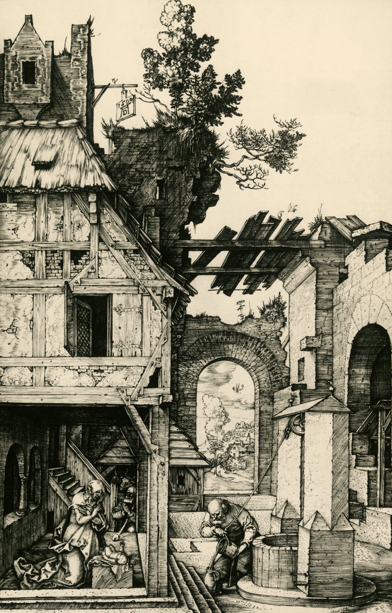 Barnets tillbedjan, gravyr av Albrecht Durer (1471-1528). av Albrecht Dürer