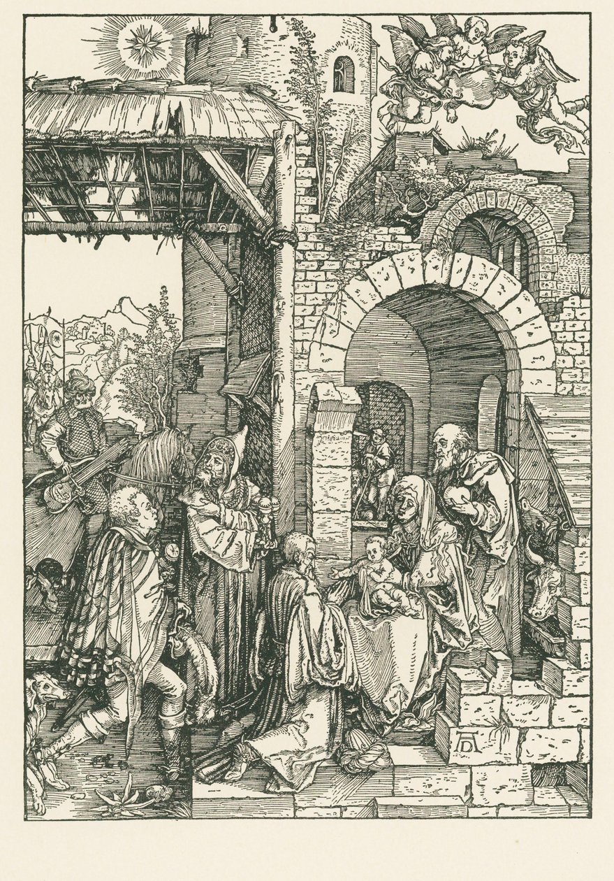 De tre vise männens tillbedjan, ca 1503 (träsnitt) av Albrecht Dürer or Duerer