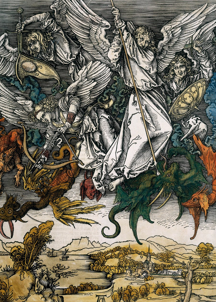 The Apocalypse of Saint John: the Fall of the Rebel Angels, ca. 1496-1498 (träsnitt) av Albrecht Dürer