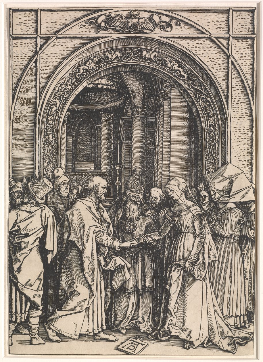 The Troloving of the Virgin från: The Life of the Virgin, c.1504-05 (träsnitt på lagt papper) av Albrecht Dürer